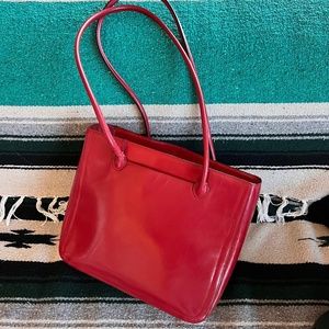 Vintage  Designer Adrienne Vittadini Red leather Bag with 2 straps